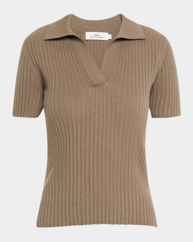 Jennifer Ribbed Cashmere Polo